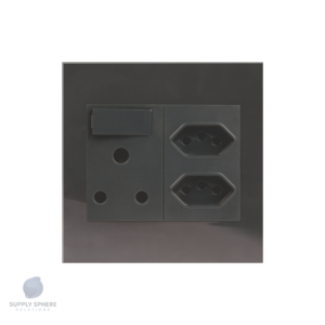 Single Switched Socket - 1x16A + 2 x IEC Charcoal