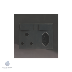 Single Switched Socket - 1x16A + 1 x IEC Charcoal