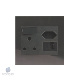 Single Switched Socket - 1x16A + 1 x IEC + 1 Shuttered USB Charcoal