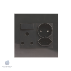 Single Switched Socket - 1x16A 1 x Schuko + 1 x IEC Charcoal